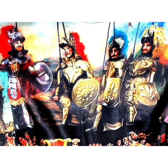 CCC Silk Cotton Medium Knights Scene Print Fit And Flare Midi Dress Italian Art - Picture 8 of 11